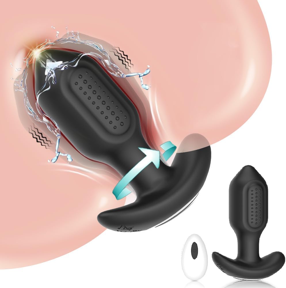 Jpscor Vibratoren für Männer mit 10 Vibrationsrotationsmodus Prostatastimulationsplug Vibrator, Leise Fernbedienung Elektrischer Po-Massagegerät Sexspielzeug für Männer Frauen Paare